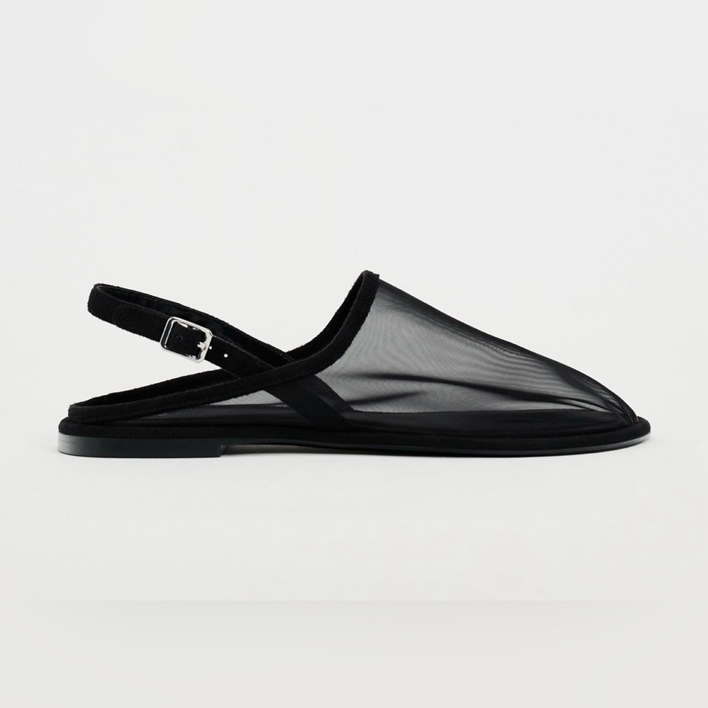 Zara Mesh Mules Slides Flats 7.5 Brand New With Tags